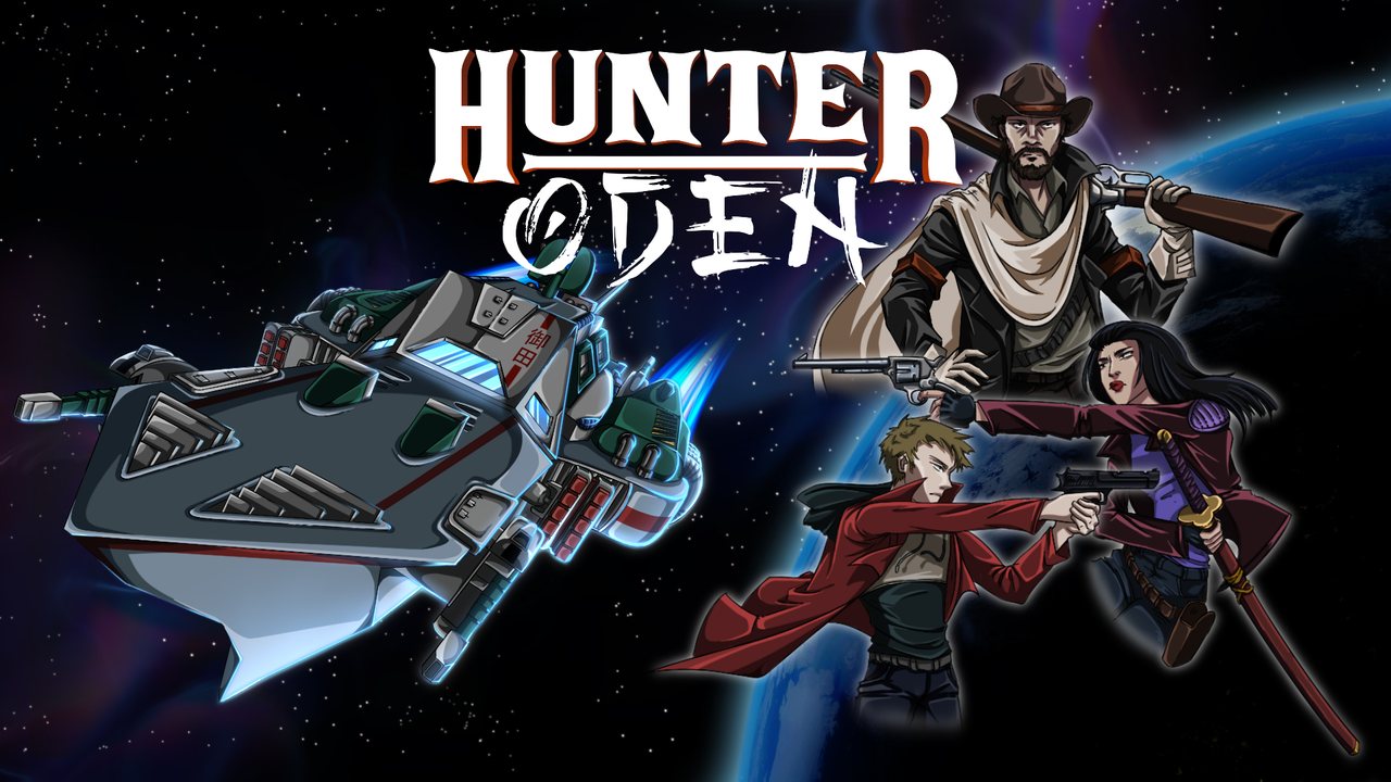 Hunter Oden — a spaceship and three gunslingers in front of a planet
